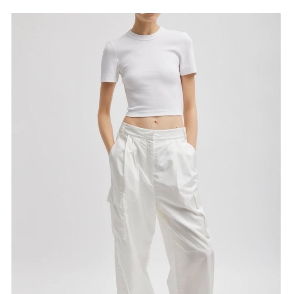 Tibi Ribbed Cropped Baby T-Shirt - Picture 2 of 4